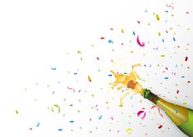 Champion celebration with champagne explosion and confetti vector