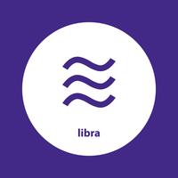 Libra sign for new crypto currency. Vector illustration in flat design.