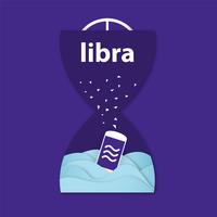 Libra sign for new crypto currency. Vector illustration in flat design.