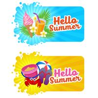 hello summer banner with beach fun theme vector