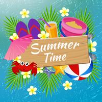 summer time beach fun with scratch background vector