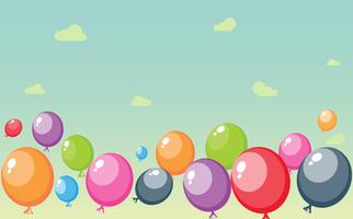 Festive balloons background with sky and clouds vector