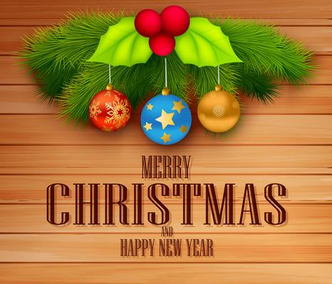 Christmas Element with message on wooden background
