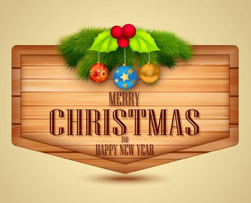 Christmas Element with message on wooden background