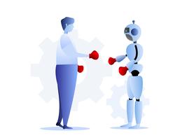 human vs robots business challenge concept vector
