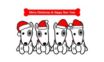 Feliz navidad de dibujos animados lindo perro terrier. Ilustracion vectorial vector