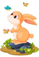 Cute rabbit playing with butterflies vector