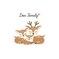 Cartoon Deer family. Mother Father and baby. vector