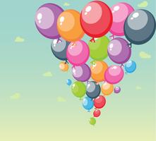 Festive balloons background with sky and clouds vector