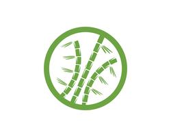 Logotipo de bambú con hoja verde para su plantilla de vector icono