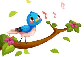 Cute nightingale singing cartoon