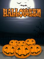 halloween background with scary pumpkins vector