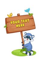 Raccoon with board cartoon vector illustration