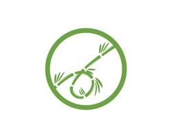 Bamboo logo with green leaf for your icon vector template