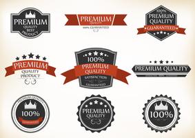 Etiquetas de calidad y garantía premium con estilo retro vintage vector