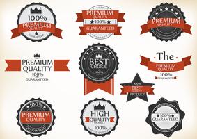 Premium Quality and Guarantee Labels with retro vintage style vector