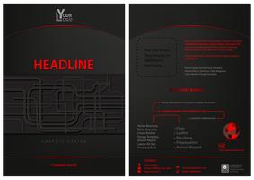 Dark Leaflet Template with Abstract Decoration vector