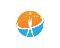 Athletic yoga body logo symbols vector icons