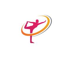 Iconos de vector de símbolos de cuerpo de yoga atlético