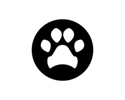 Impresión de pie perro animal mascota logotipo y símbolos vector