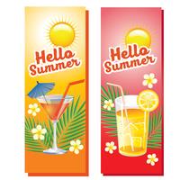 Hola verano bebidas banner vertical vector