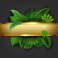 Golden banner with text space of Tropical Leave. Suitable for nature concept, vacation, and summer holiday. Vector Illustration