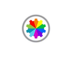 Diseño del ejemplo del icono del vector de Logo Template del arco iris del engranaje