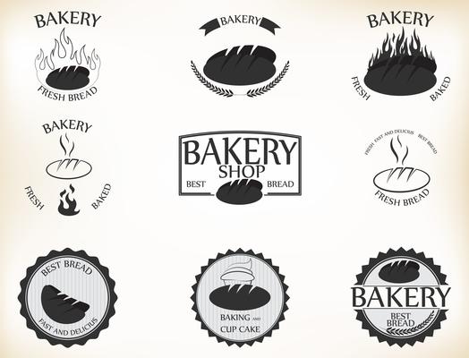 Bakery labels and badges with retro vintage style design