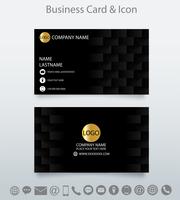Modern creative business card template and icon.Embossed geometric black background . vector