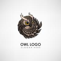Owl concept logo template. Label for company or organization. Vector illustration
