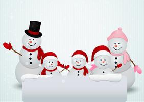 familia de muñeco de nieve fondo de navidad vector