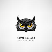 Owl head concept logo template. Label for company or organization. Vector illustration