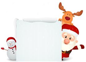 santa claus with reindeer and snowman vector