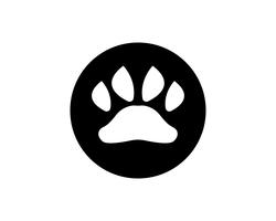 Impresión de pie perro animal mascota logotipo y símbolos vector