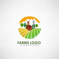 Plantilla de logotipo de concepto de granja. Etiqueta para productos naturales de granja. Ilustración vectorial vector