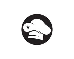 Chef sombrero logo y símbolos icono de vector de color negro