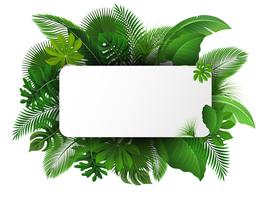 Sign with text space of Tropical Leaves. Suitable for nature concept, vacation, and summer holiday. Vector Illustration