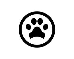 Impresión de pie perro animal mascota logotipo y símbolos vector