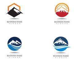 Logotipo de la montaña y símbolos vector plantilla de negocios
