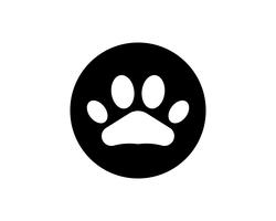 Impresión de pie perro animal mascota logotipo y símbolos vector