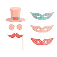 Cartoon style carnival masks. Amusement park icons vector