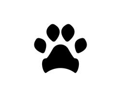 Impresión de pie perro animal mascota logotipo y símbolos vector