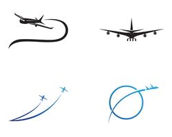 Aviones, avión, aerolínea con etiqueta de logotipo. Viaje, viaje en avión, símbolo de avión. Ilustración vectorial vector