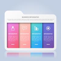 Folder Business Infographic Template with Four Steps Multicolor Label vector