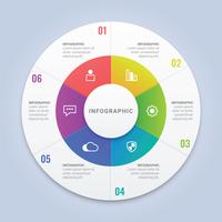 Vector Infographic Circle Template with 6 Options for Workflow Layout, Diagram, Annual Report, Web Design