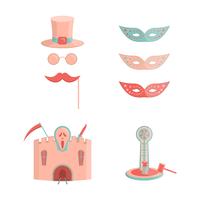 Set of cartoon amusement park rides icons vector