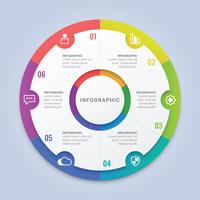 Infografía moderna plantilla de círculo con seis opciones para el diseño de flujo de trabajo, diagrama, informe anual, diseño web vector