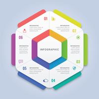 Hexagon Infographic Template with Six Options for Workflow Layout, Diagram, Annual Report, Web Design vector