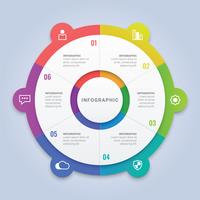 Business Infographic Circle Template with 6 Options for Workflow Layout, Diagram, Annual Report, Web Design vector