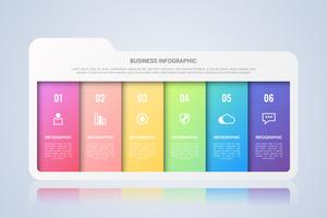 Folder Business Infographic Template with Six Steps Multicolor Label vector